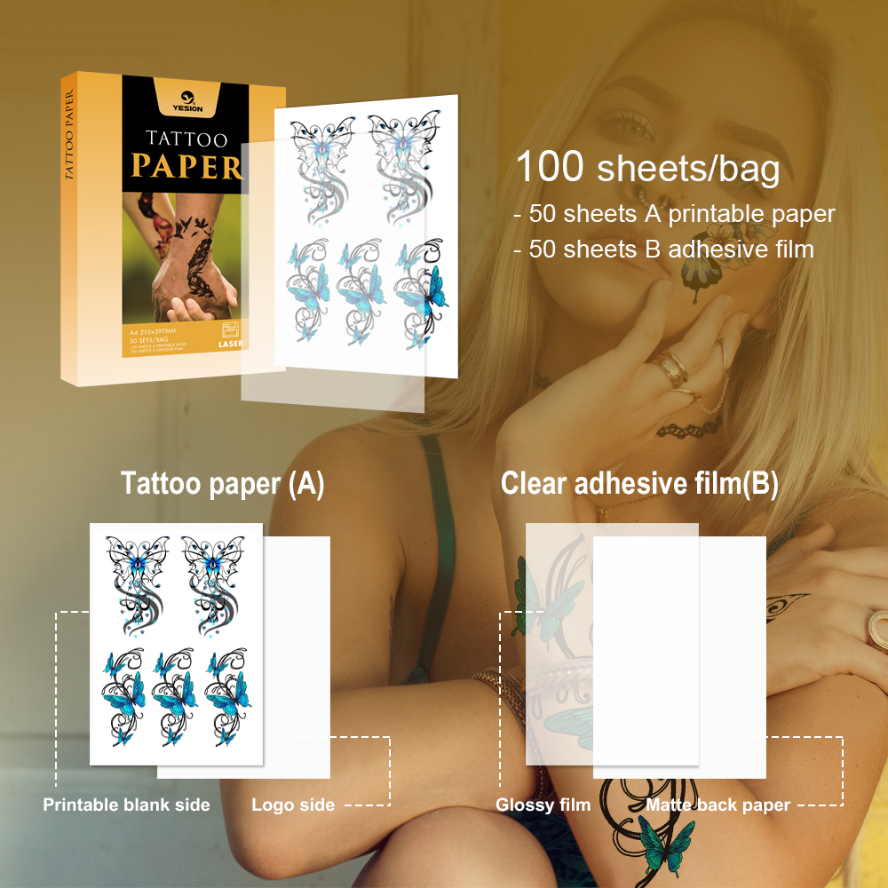 yesion06's tweet photo. YESION Printable Tattoo Paper for Laser printer?
#lasertattoopaper #tattoopaper #printabletatoopaper #waterslidedecals #tattooideas #bodyart #tattoo #diytattoo
The tattoo paper set includes printable A paper and adhesive B foil. https://t.co/CbV4DviQL3