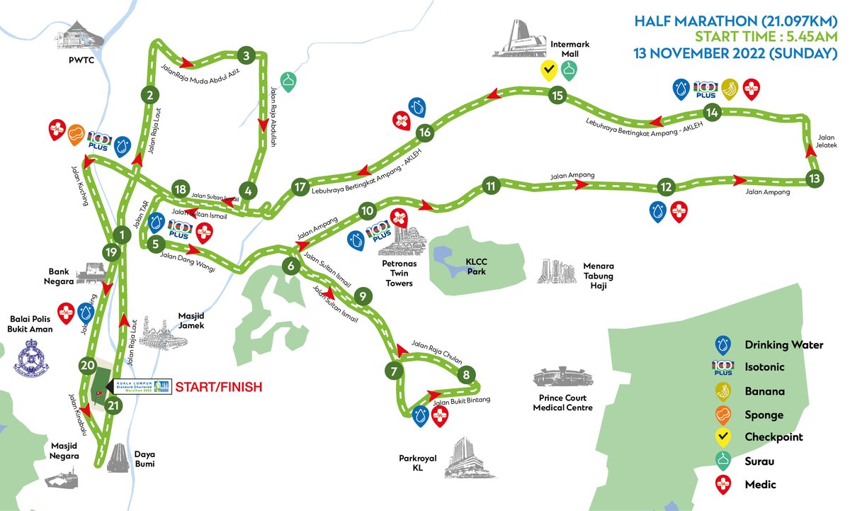 klscmarathon's tweet photo. Good day runners, here are our official KLSCM 2022 routes for all the categories. The routes have been designed and curated to showcase the best of Kuala Lumpur’s stunning skyline. https://t.co/xnGdEETRFt