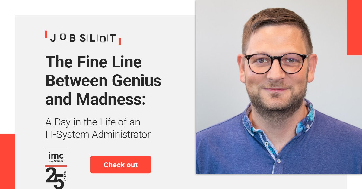 You have to be slightly mad to want to do this job. Apparently, there’s quite a bit more to solving problems in #internalIT than just saying “have you tried turning it off and back on again?” Our #SysAdmin Raffael shares some insights on his #job: imclearning.net/3DLotmJ
#jobslot