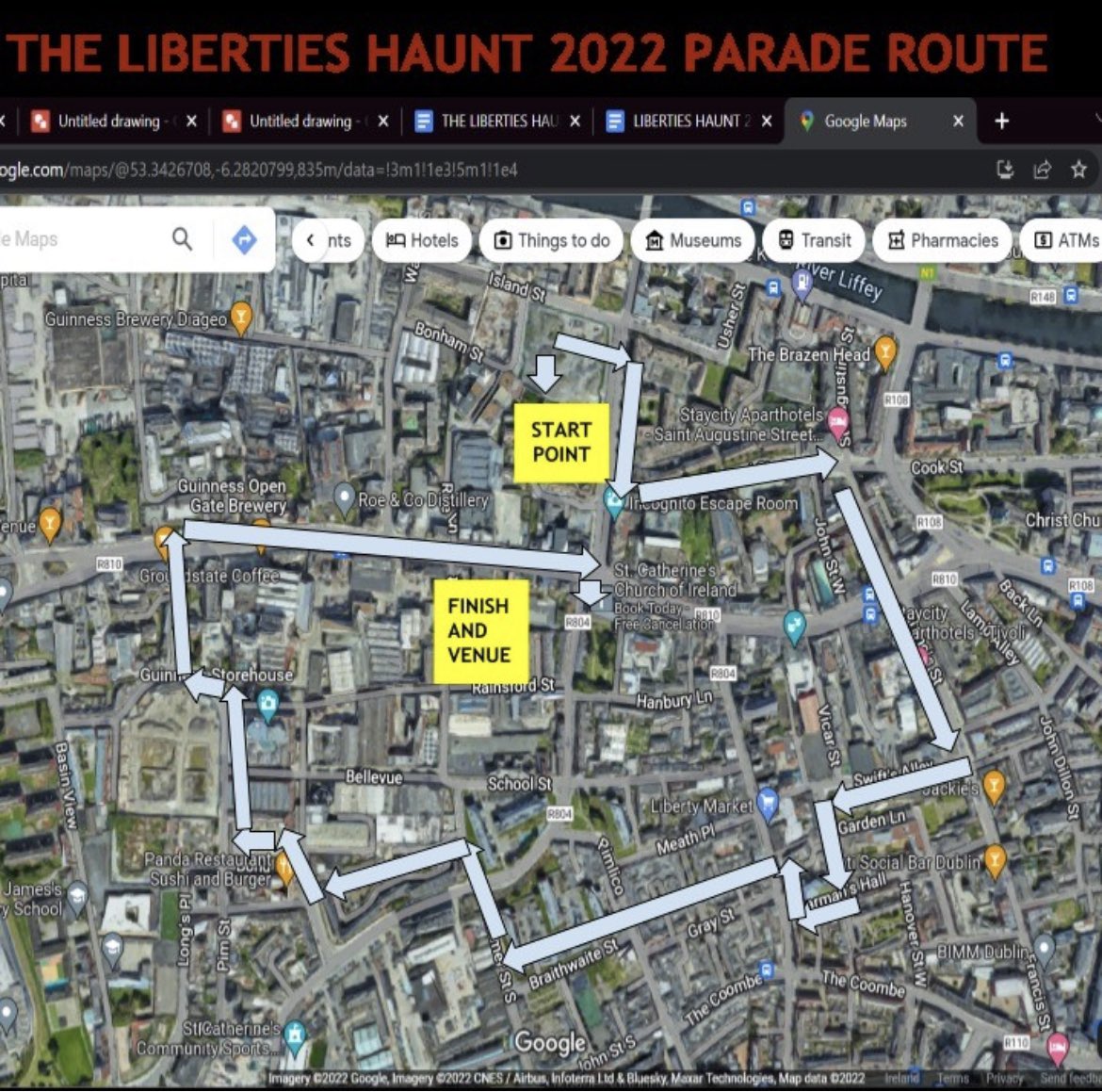All set for The Liberties Haunt. The parade kicks off at Bridgefoot Street Park at 4:30pm, follow the route through the area and on to the Spooktacular Haunt at Thomas Court. All welcome. Stay Safe and have fun this Halloween 🎃 👻 #nobonfires