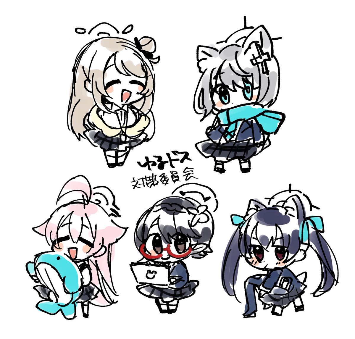 hoshino (blue archive) ,shiroko (blue archive) multiple girls 2girls halo scarf animal ears skirt pink hair  illustration images