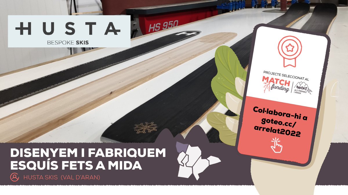 ⛷️ I per últim, Husta Skis és el projecte guanyador de la Val d’Aran. El seu projecte tracta de dissenyar i fabricar esquís fets a mida de manera sostenible. 🎿

Ja han arribat a l’import mínim, els ajudes a aconseguir l’import òptim?👉🏻 ca.goteo.org/channel/arrela…