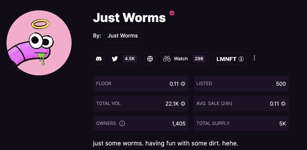 Listing at their lowest ever for <a href="/justw0rms/">just worms</a>, something is brewing 🪱