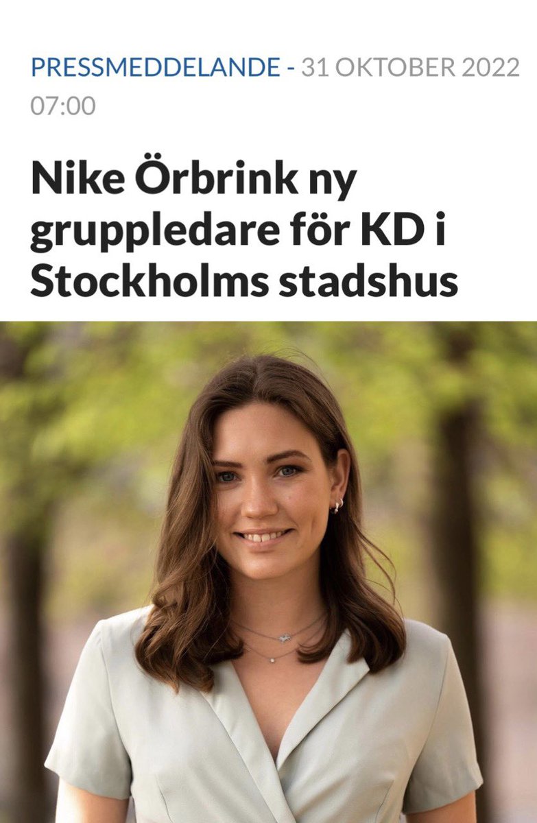 En bättre måndag! 

<a href="/nikeorbrink/">Nike Örbrink</a> blir ny gruppledare för KD i Stockholms stadshus och ska leda KDs arbete i opposition.
