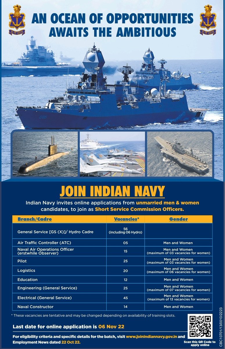 SpokespersonNavy on Twitter "06Nov 22 Last date for submission of