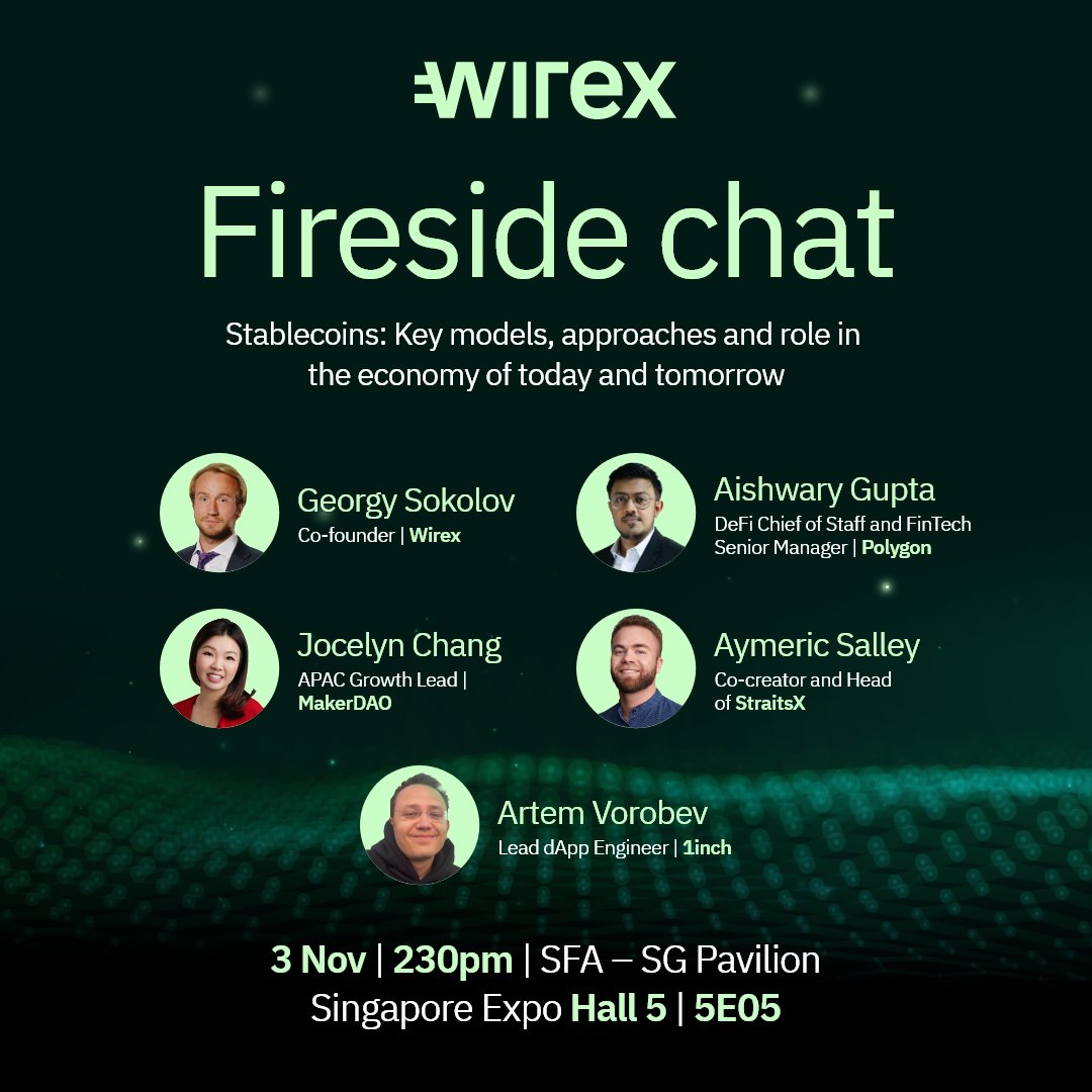 The legendary @sgfintechfest returns for 2022 and we'll be there this week! 🔥 Catch us for a fireside chat with our partners @0xPolygon @MakerDAO @StraitsX @1inch as we discuss the current and future role of #Stablecoins 📅 03 Nov, SFA - Pavilion (Hall 5), Booth 5E05