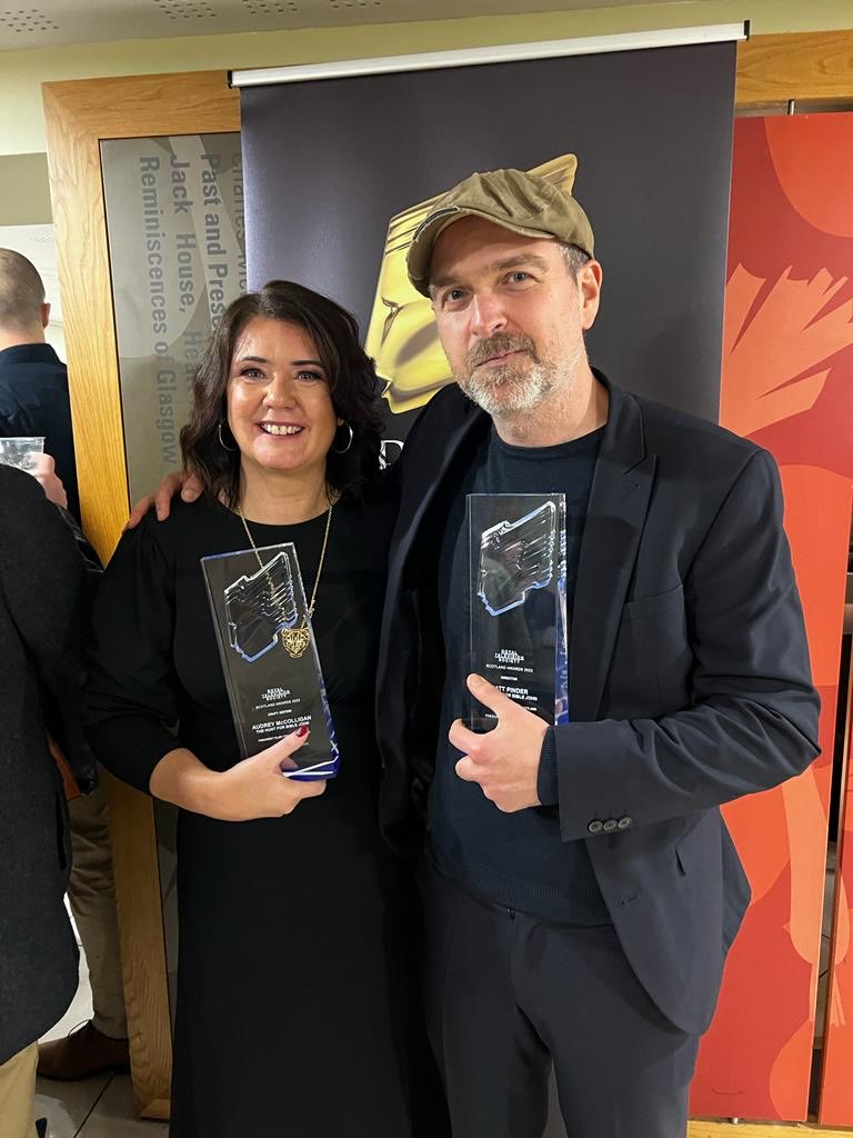 The best in the business! Congratulations again to Audrey McColligan and Matt Pinder, named best editor and best director at #RTSScotland. For both it’s the THIRD YEAR RUNNING they have won these awards. Super proud of the Firecrest Family❤️ What an achievement!