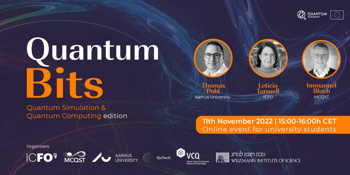MCQST_cluster's tweet image. Curious about quantum simulation and quantum computing? Join the #QuantumBits event to learn more from our speakers and satisfy any curiosities regarding research and quantum technologies. 
🗓️11.11.2022 / 3pm. 
Register here ➡️mcqst.de/news-and-event…