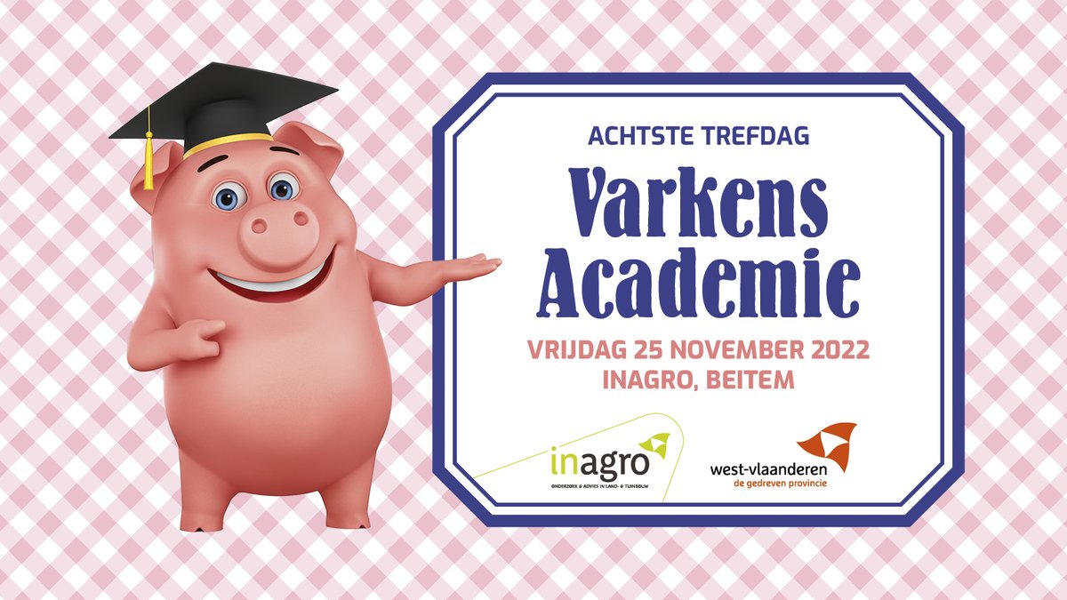Voor de achtste keer organiseren Inagro en de @provinciewvl de trefdag van de VarkensAcademie. Op vrijdag 25 november nodigen we alle West-Vlaamse varkenshouders uit voor een inspirerende dag. Meer info en inschrijven inagro.be/agenda/save-da…