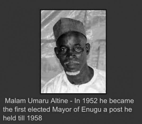 NigeriaStories's tweet photo. Did you know that the first mayor of Enugu city was, Alhaji Umaru Altine, a Fulani man?   Enugu was the capital of old Eastern Nigeria with majority of Igbo speaking people. https://t.co/FlXWMbly4Q