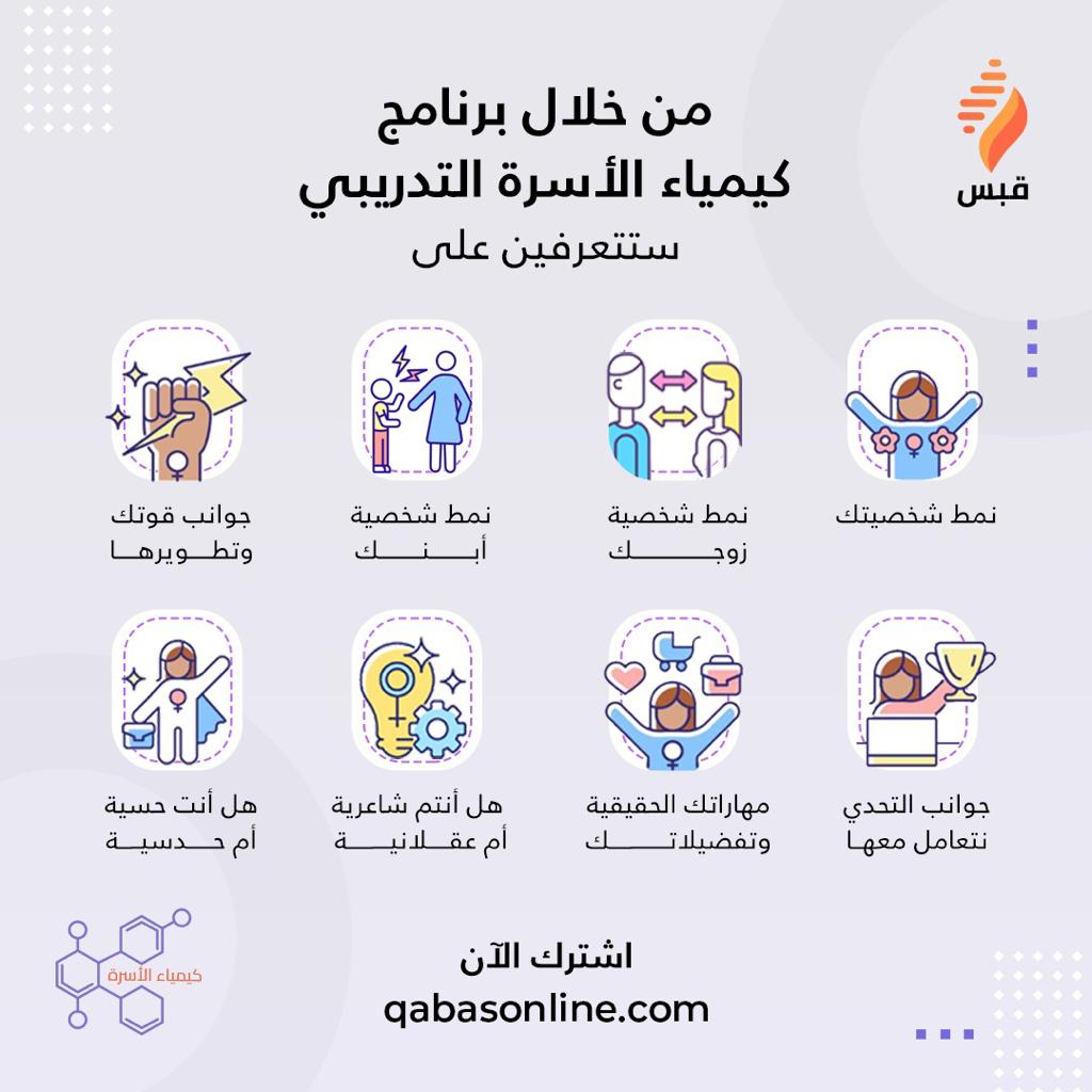 لا تتردي و اشتركي الآن 

برنامج كيمياء الأسرة مع أ.وفاء غيبة على منصة قبس أونلاين 
<a href="/CoachWafa/">المدربة وفاء</a> 

qabasonline.com 

قبس أونلاين لتمكين المراهقين و المراهقات من بناء حياة مميزة

#قبس_أونلاين #المراهقين