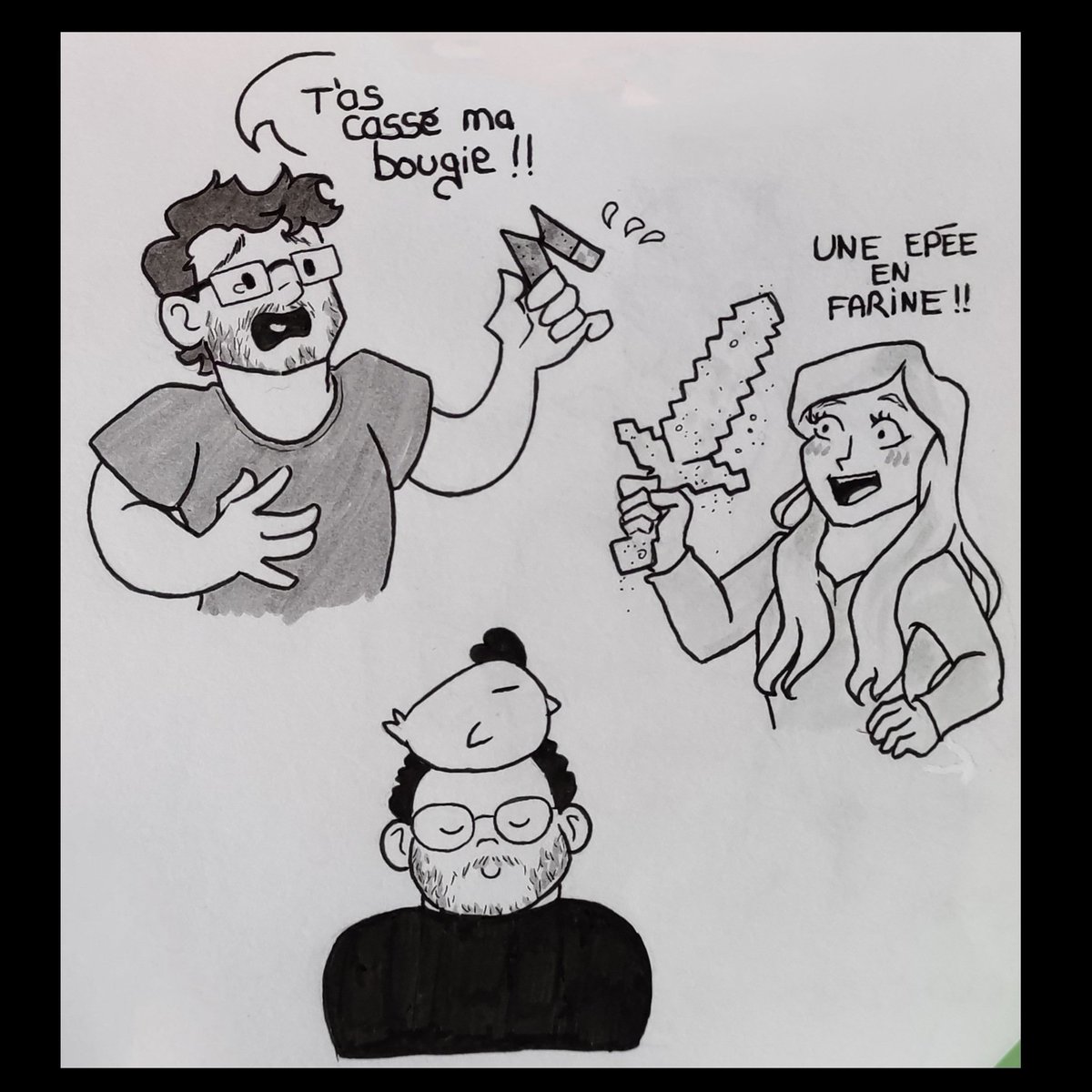 MiniNova14's tweet image. Petits dessins faits dans la soirée du 24 Octobre que je me décide enfin à poster... 
#AntoineDaniel #Mynthos #BagheraJones #Minecraft