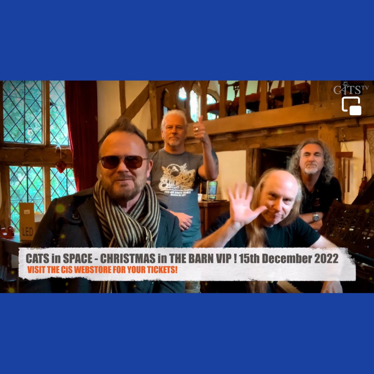 ‘CHRISTMAS IN THE BARN’, OXTED, SURREY on 15 DECEMBER 2022!

50 tix available at 9am on the WebStore today - link to WebStore here:  webstore.catsinspace.co.uk

Be quick if you want to join in the festive fun with the CATS!  Also see <a href="/CATSinSPACEband/">Cats In Space</a>’s Facebook page for more deets!
