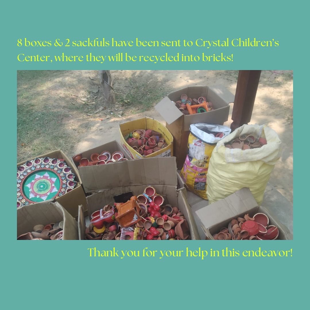 We are happy to announce that our Diya recycling drive was a success! The collected material has been sent to Crystal Children’s Center and will be repurposed into bricks! Thanks to everyone who contributed and spread the word! #green #Diwali2022 #recycling #waste #environment