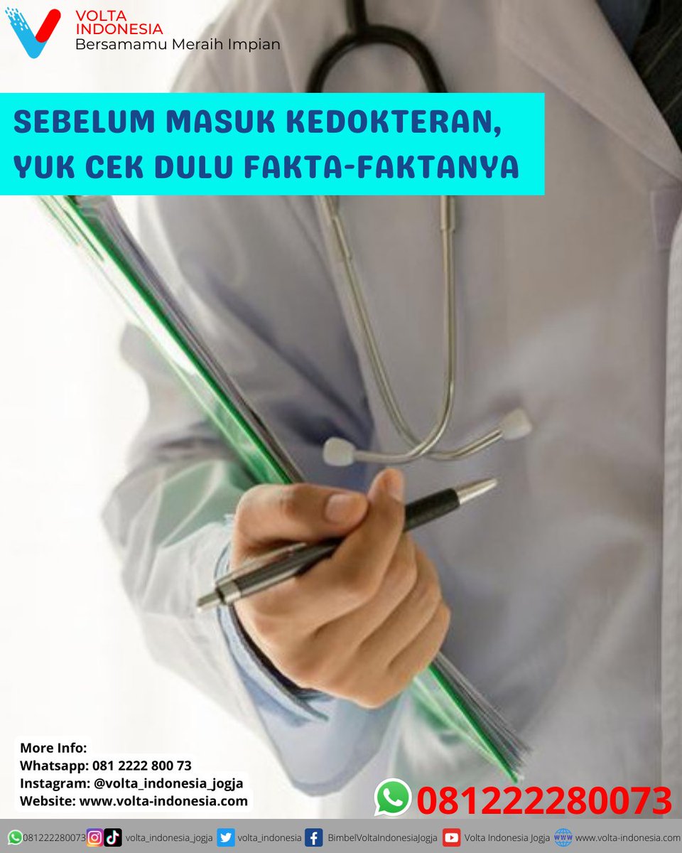 volta_indonesia's tweet photo. Sebelum masuk kedokteran yuk cek dulu faktanya ...
Giman ? Tertarik masuk kedokteran ?
Jangan lupa siapkan mulai sekarang bersama BIMBEL VOLTA INDONESIA 🥰
#voltaindonesia #bersamamumerihimpian #kedokteran #snbt2023 #utbksnbt2023 #3SMA #gapyear #bimbelutbk #bimbelmurahjogja https://t.co/I8f2htdmIQ