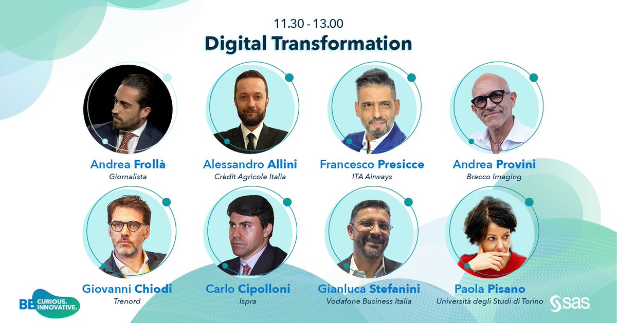 #BeCuriousBeInnovative sta arrivando! Scopri tutti gli speaker che interverranno nel percorso tematico moderato da <a href="/andrewjfro/">Andrea Frollà</a> e dedicato alla trasformazione digitale: 2.sas.com/6018MqVEA