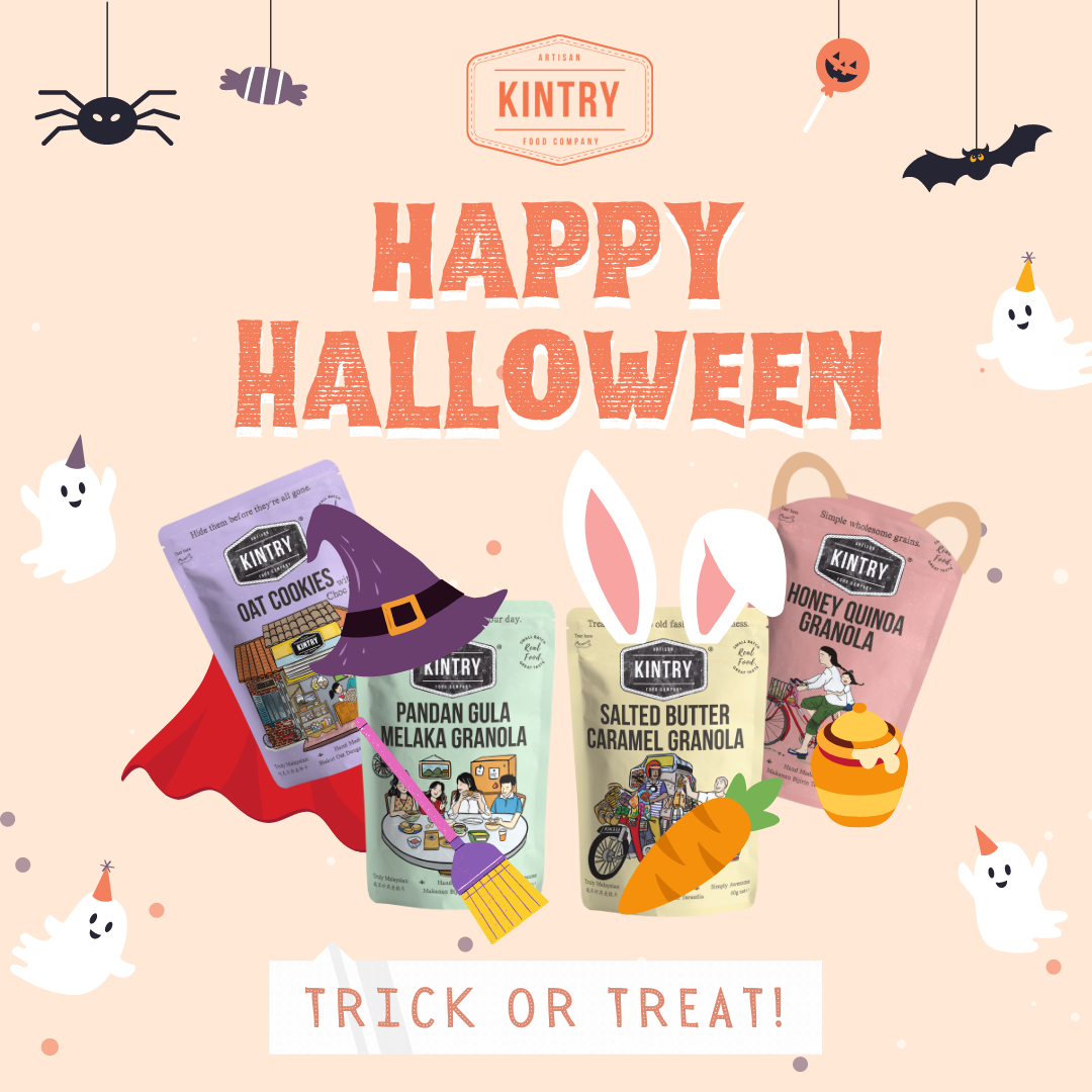 Happy Halloween everyone! Dress-up and have some fun today! 👻🎃

#Kintry #KintryGranola #Snacks #MalaysiaSnacks #BuyLocal #BeliLokal #KintryCo #Granola #Healthy #Halloween2022 #HappyHalloween