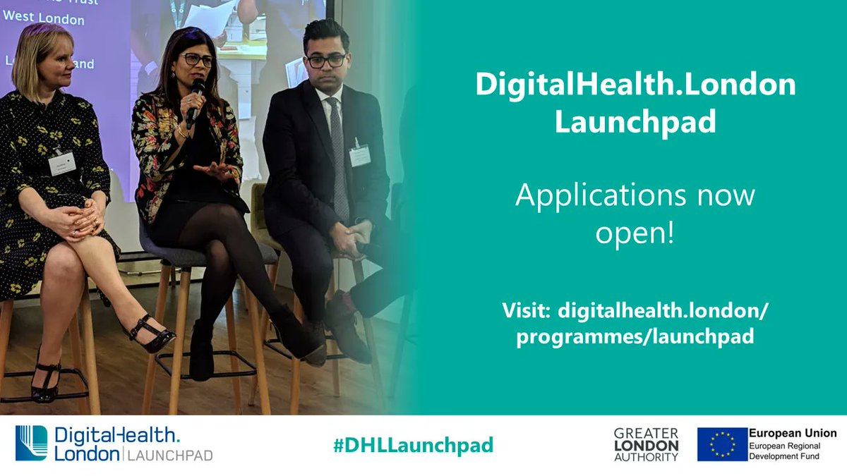 📢 LAUNCHPAD APPLICATIONS OPEN 📢 #DigitalHealth companies can now apply for the fifth cohort of @DHealthLDN‘s Launchpad. The programme helps London-based #DigitalHealth innovators launch new solutions for the #NHS. Find out more & apply: buff.ly/3oIMRO1 #DHLLaunchpad