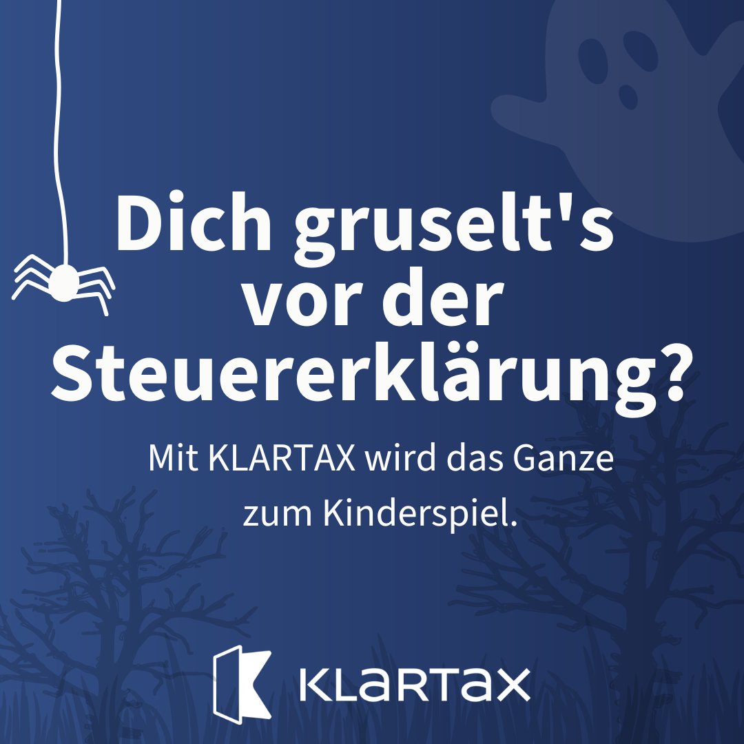 👻 Boooo! Dich gruselt's vor der Steuererklärung? Mit KLARTAX wird das Ganze zum Kinderspiel und du hast mehr Zeit, um die Häuser zu ziehen. 🎃 
👉 Alle weiteren Infos zu KLARTAX findest du unter klartax.de