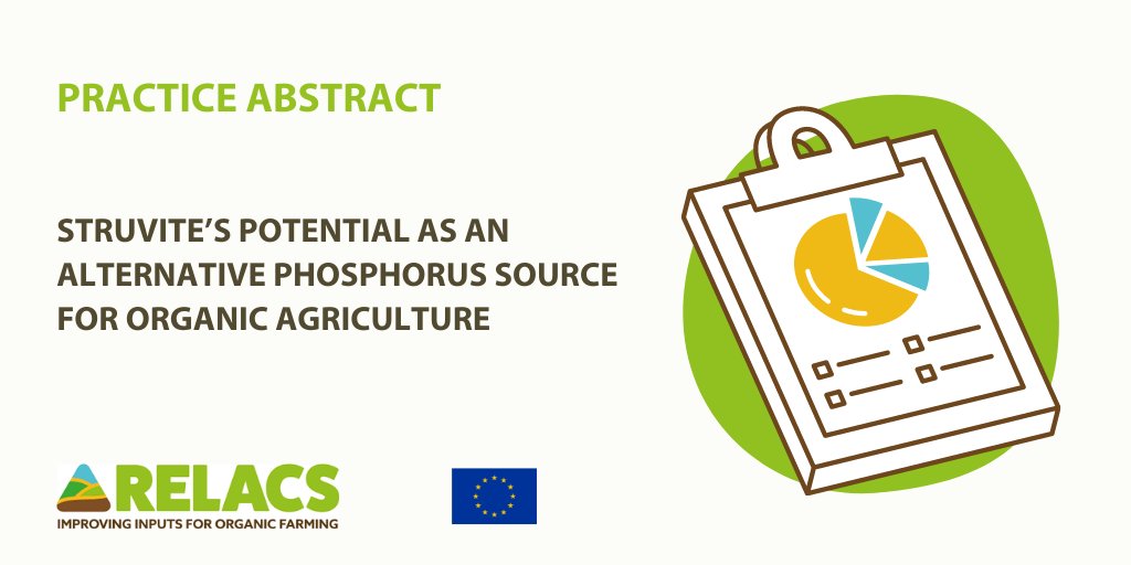 🌿All crops need phosphorus (P) to grow but only a few P sources are allowed in #OrganicFarming. #RELACSeu looks into struvite as an alternative to satisfy plants' P needs in #PracticeAbstract 🧐👉ow.ly/Ivrk50IeQnj @fiblorg @OrganicsEurope @HorizonEU @farm_knowledge #H2020