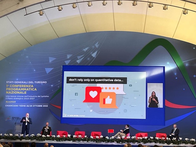 Almawave's tweet photo. Si è conclusa la partecipazione di @DataAppeal agli Stati Generali del Turismo. Il CEO @mkl ha parlato di dati relativi ai megatrend del turismo e nello specifico quelli relativi al nostro Paese, valorizzando la piattaforma #DataAppealStudio
#tourism #innovation #datadriven https://t.co/CJCh8348H4