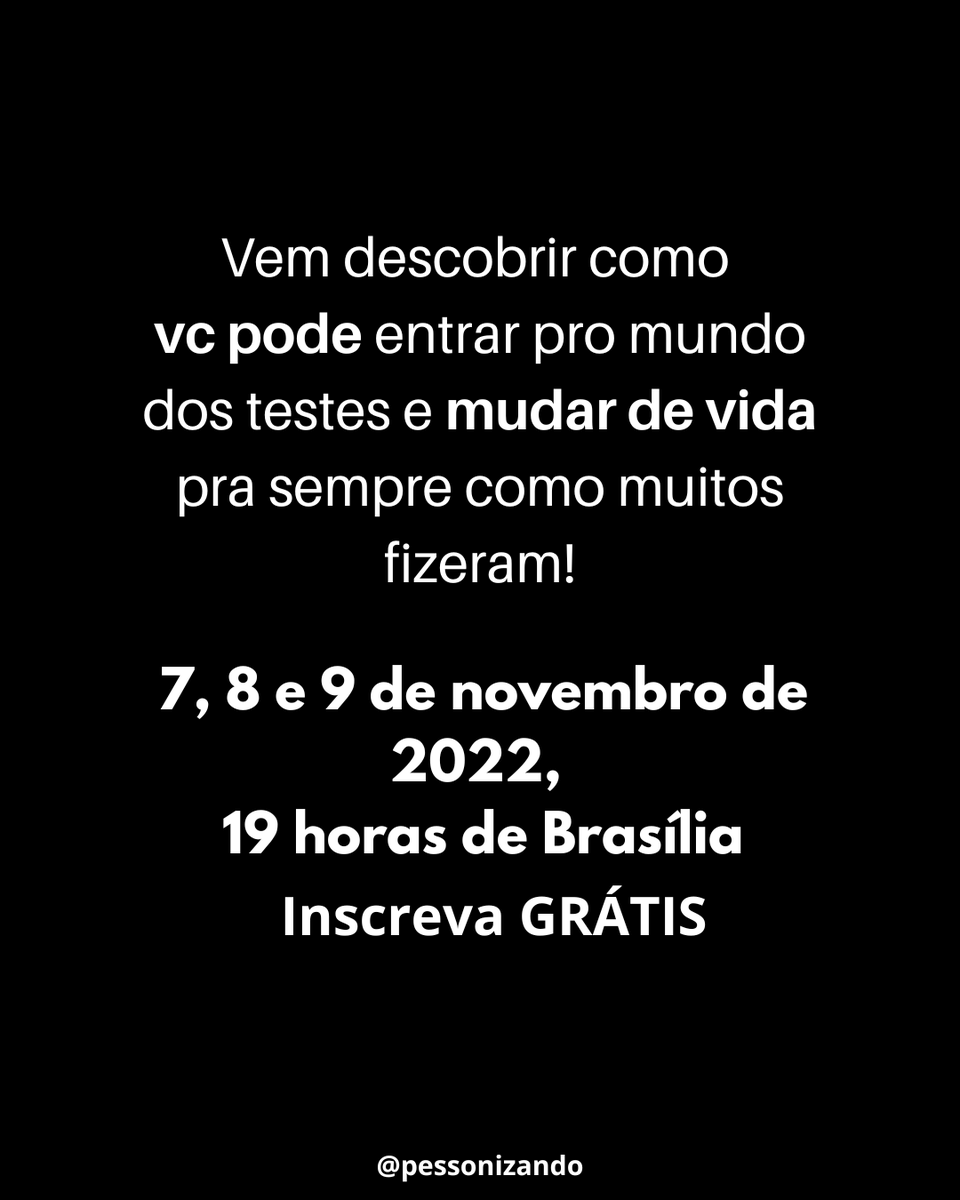 pessonizando's tweet photo. Tá chegando o nosso evento Comece no Teste de Software!!!!

7, 8 e 9 de novembro as 19H de Brasília!

Inscreve aqui: https://t.co/c6CIqrAaCv

#testesautomatizados #QA #testesdesoftware #testedesoftware #qualityassurance #programadores #programadoras https://t.co/FdVjr5jqPP
