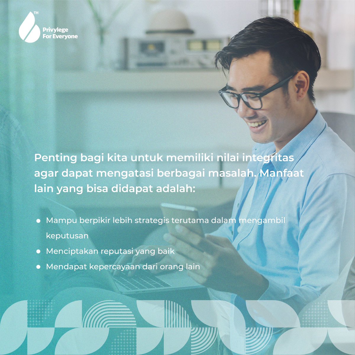 PrivyID's tweet photo. Privy menanamkan nilai #Integrity baik pada lingkungan kerja maupun pada layanan yang kami berikan untuk semua pengguna. Kami akan terus berupaya dan konsisten untuk menjadi kepercayaan digital terbesar di Indonesia dan memberikan #PrivylegeForEveryone https://t.co/4J4fIz6xeD