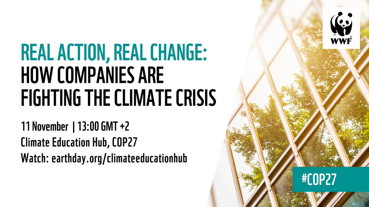 What are businesses doing to turn their climate targets into action? Join us at #COP27 or online as we bring companies together to share more! 🕐 13:00 GMT+2 (Egypt time) 📅 11 November 2022 📍 Climate Education Hub, COP27 or livestream: bit.ly/3gFxnci