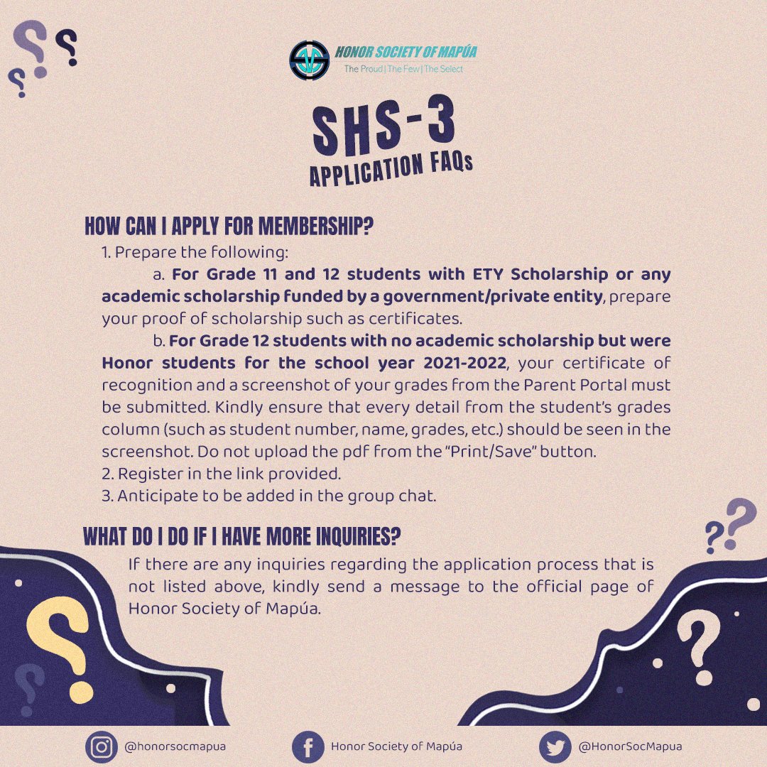 HonorSocMapua's tweet photo. Application period for Mapúa Senior High School students is 𝐄𝐗𝐓𝐄𝐍𝐃𝐄𝐃 𝐮𝐧𝐭𝐢𝐥 𝐭𝐡𝐢𝐬 𝐖𝐞𝐝𝐧𝐞𝐬𝐝𝐚𝐲 (𝐍𝐨𝐯𝐞𝐦𝐛𝐞𝐫 𝟐). Roll the dice, don't think twice!

For more inquiries, give us a chat! 🤩
https://t.co/TZ8tgHAvOZ

𝐕𝐢𝐯𝐚 𝐄𝐭𝐚 𝐒𝐢𝐠𝐦𝐚 𝐌𝐮! 💙 https://t.co/QqTWGbgbTW