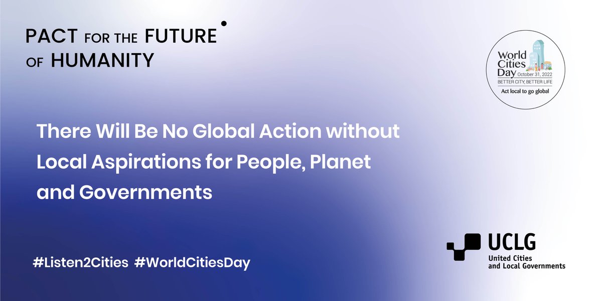 On this #WorldCitiesDay, we remain committed to strengthening the collaboration between @UN and the Municipalist Movement to achieve #GlobalGoals and navigate the challenges of our communities for a better future for all #Listen2Cities #LocalAction