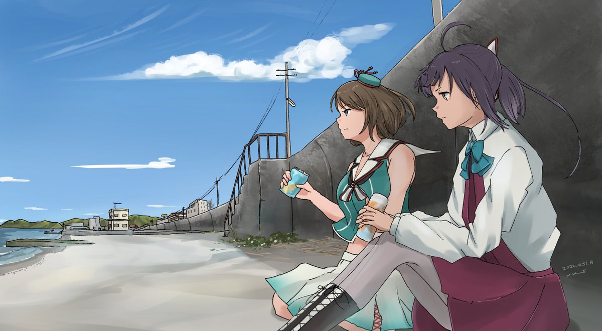 摩耶(艦これ) 「「慣れたか?この暮らし」「まだ、何とも」 」|Miyama KuragareⅡのイラスト