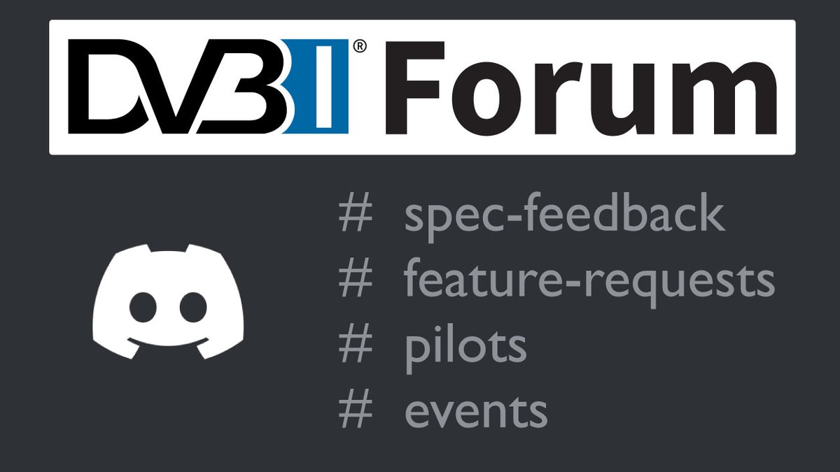 We've created a new forum to help bring together those who are involved with or interested in DVB-I implementation. Please join and bring your questions, ideas and experiences. Sign up here: discord.gg/2jhVnDqQ3U