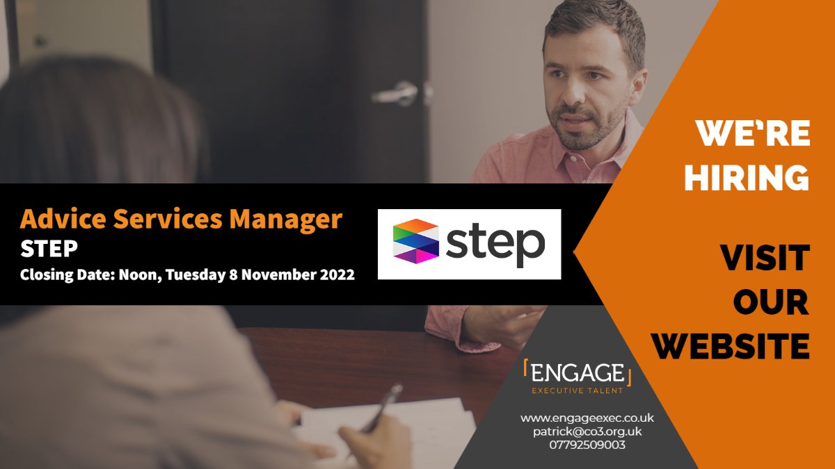 We are searching for a dynamic, driven and highly motivated individual to become <a href="/STEP_Empower/">STEP</a>'s next Advice Services Manager. Find out more about this exciting role here: bit.ly/3rw7kqu
