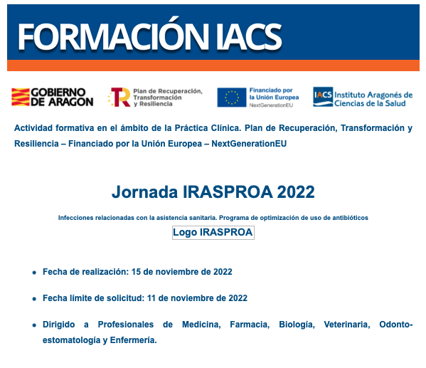 seinorte's tweet photo. El próximo 15 de Noviembre se celebra una nueva actividad formativa 'Jornada IRASPROA 2022: Infecciones relacionadas con la asistencia sanitaria. Programa de optimización de uso de antibióticos'

Más información en https://t.co/rMT1yDNRHl https://t.co/0WxnNoe4KQ