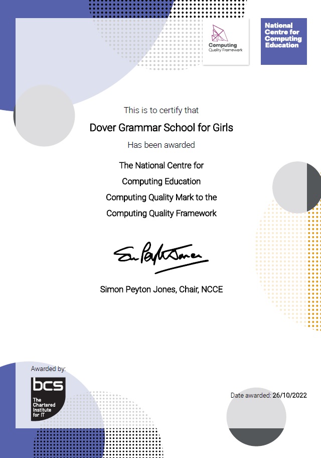 DGGS_Info's tweet image. We are extremely proud to receive the Computing Quality Mark! Which has been awarded by the @wearecomputing, recognising our great computing education across the school 👏🎉 #computingqualityframework #compqf