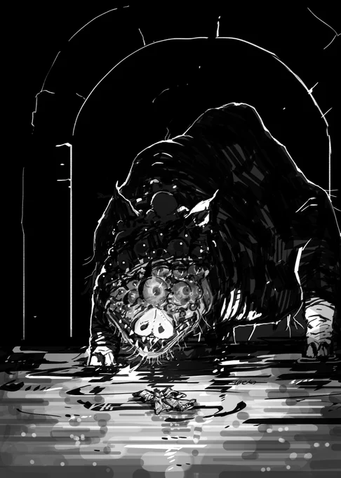 28. Abomination--Maneater Boar

Finally I can't help myself from drawing grayscale lol
#SoulsBorneTober  #Soulstober 