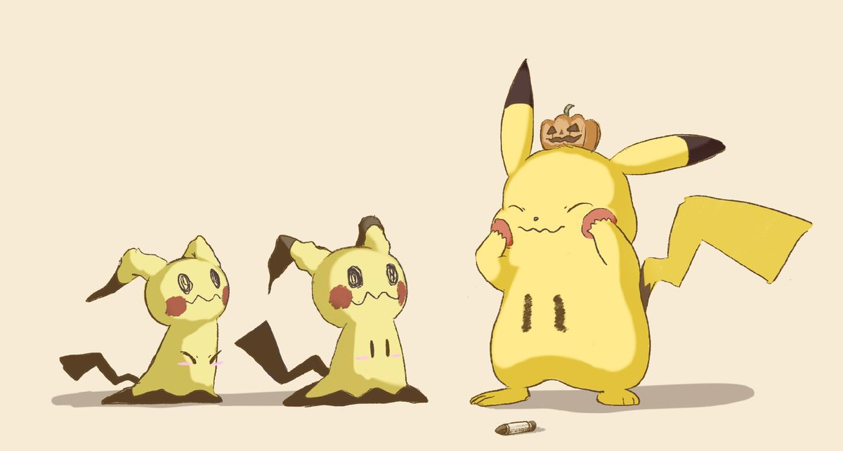 mimikyu ,pikachu pokemon (creature) no humans standing simple background closed eyes smile closed mouth  illustration images