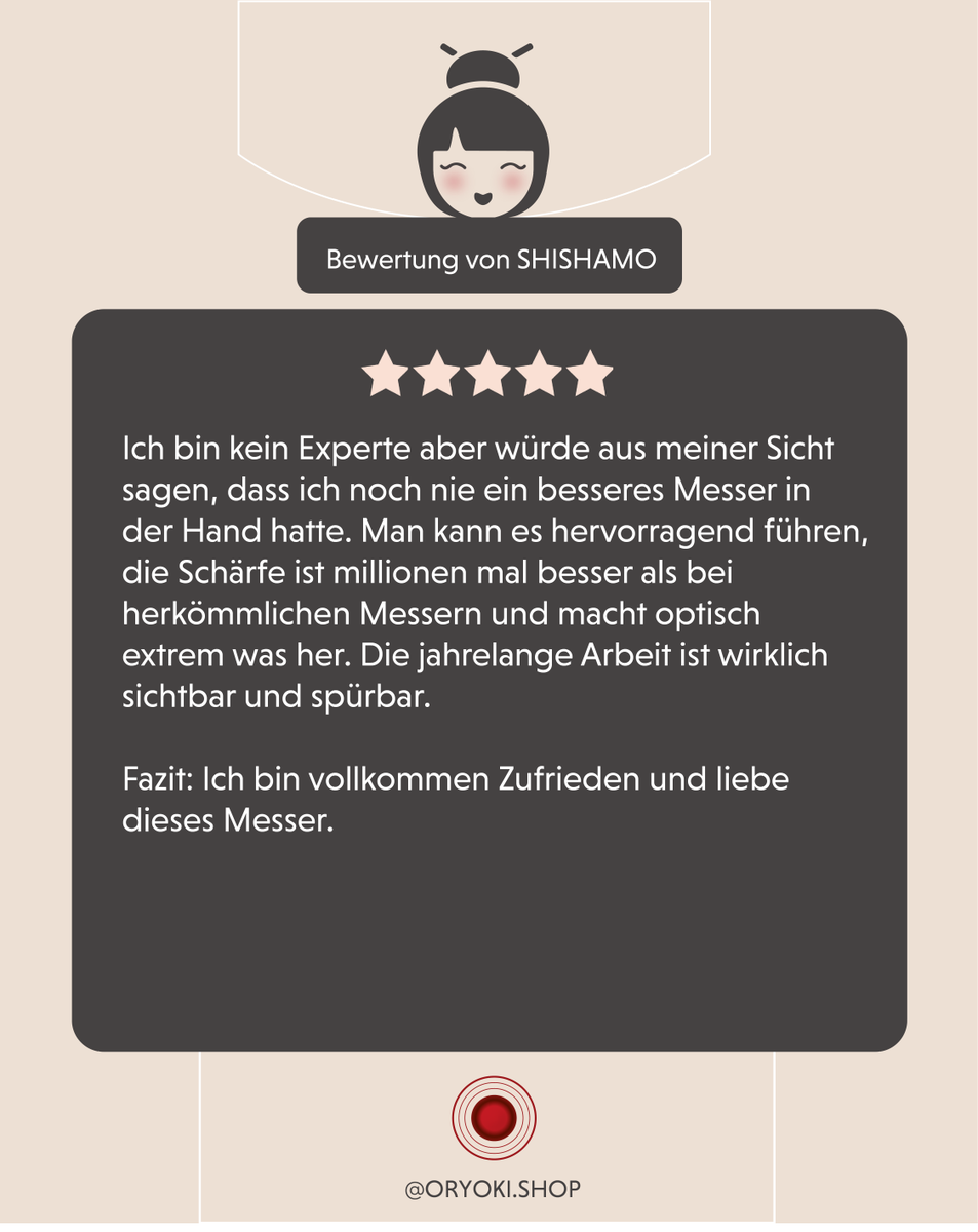 Oryokishop's tweet photo. Tolle Bewertungen wie für dieses Bunka Messer freuen uns ganz besonders! Aufgrund der Form der Klinge ist es ein typisch japanisches Allzweckmesser. 🔪 Es ist vielseitig für Fleisch, Fisch und Gemüse einsetzbar. 🧑🏻‍🍳

#oryoki #oryokishop #messer #kochmesser #bunka #nigarahamono https://t.co/sG7TVPcAjY