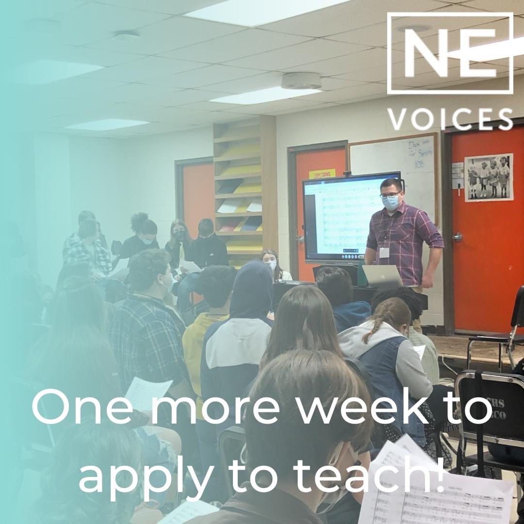 Time is running out to apply to teach! Submit your instructor application for #nevoices2023 by FRIDAY, November 4 at ne-voices.com!