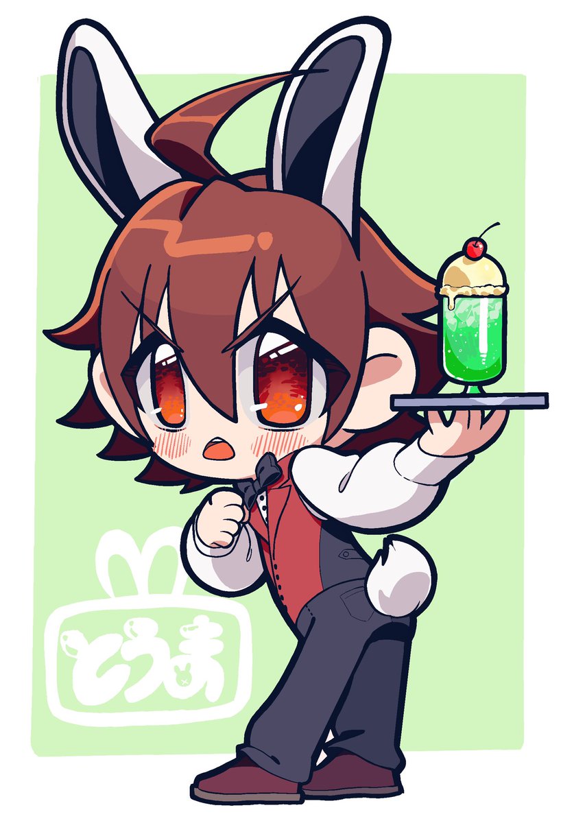 1boy male focus rabbit tail animal ears rabbit ears solo chibi  illustration images