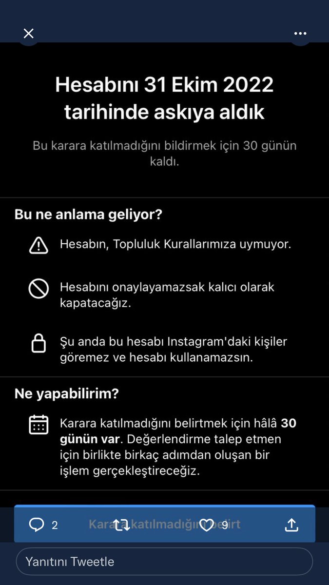 Ebru_KINCI_'s tweet photo. Hesabım aniden kapandı benim gibi instagram hesabı kapanan var mı? #hesap #instagram #intagramdown https://t.co/EuD4aqHbYx