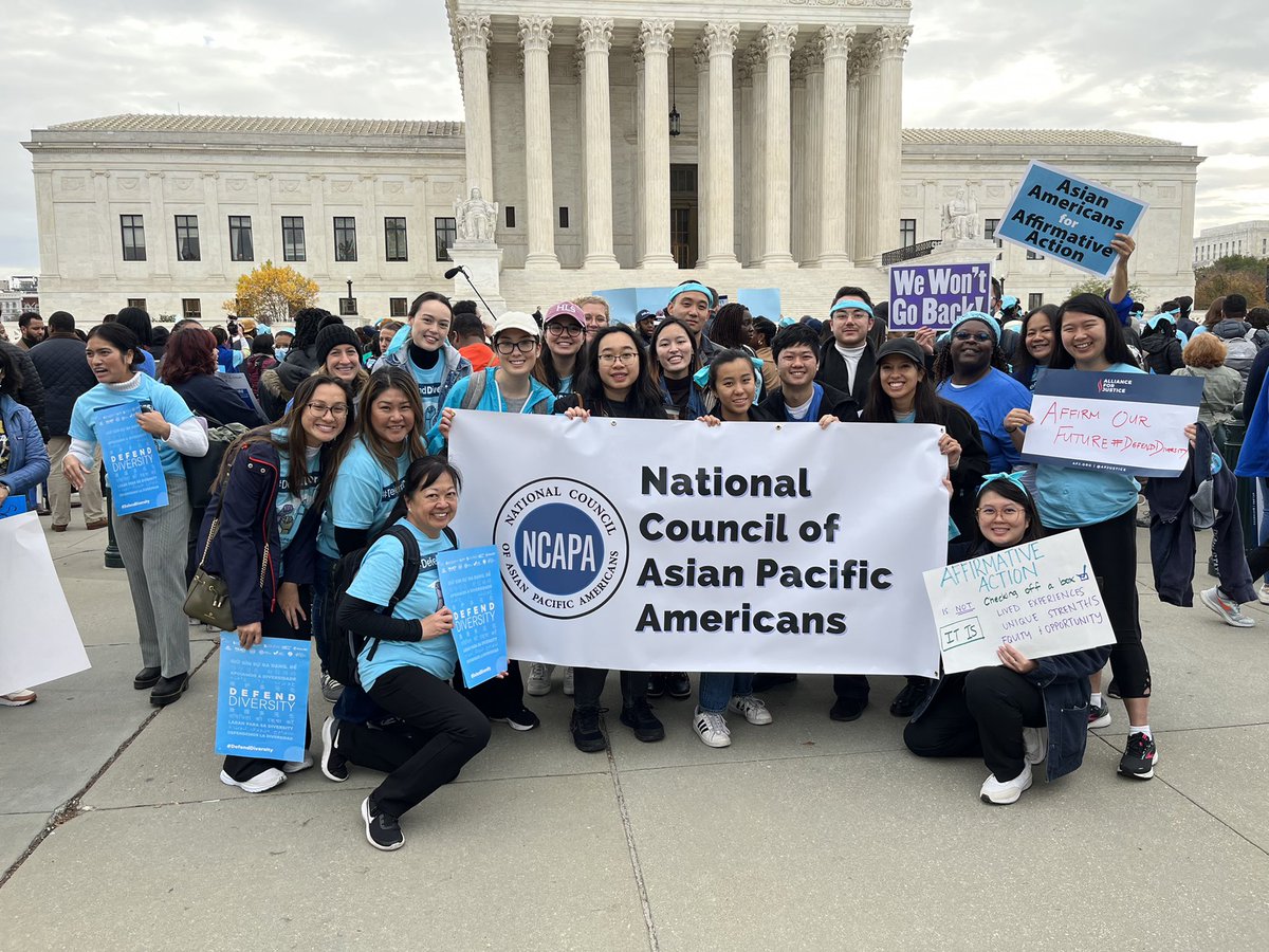AAAJ_AAJC's tweet photo. We’ve said it before, but we’ll say it again &amp; again until we’re finally heard: The MAJORITY of Asian Americans support #affirmativeaction, a fact that has been consistently backed by data for years.

When we #DefendDiversity &amp; #AffirmOpportunity, ALL of us thrive. #NotYourWedge https://t.co/0r39rzx49S