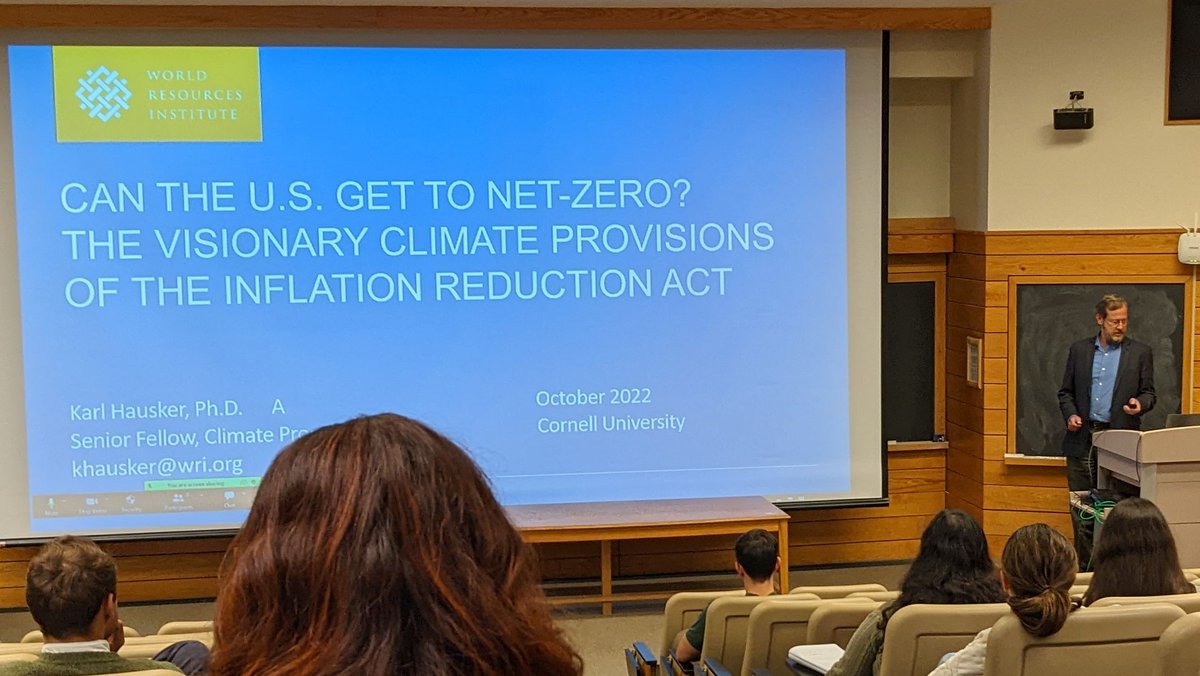 AtkinsonCenter's tweet photo. Many thanks to @Cornell alum Karl Hausker ’79 @WRIkhausker, senior fellow @WorldResources, for a stimulating series of events on campus hosted by @CornellBPP, @CornellEinhorn, and @AtkinsonCenter https://t.co/Xb1Fxk2YeY