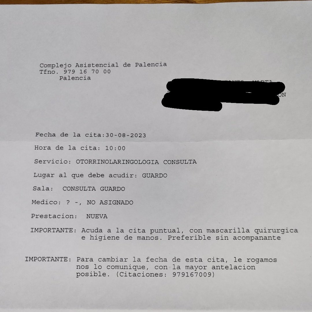 Martasc_3's tweet photo. Hace un mes acudo al médico para hacerme unos análisis en los cuales me sale el ASLO por las nubes, la médico decide que me manda al otorrino porque no es normal que lo tenga tan alto.Bien, hoy me llega la carta de la cita, 11 meses después de los análisis.
Una vergüenza @sacyl https://t.co/sR85wYQdkG