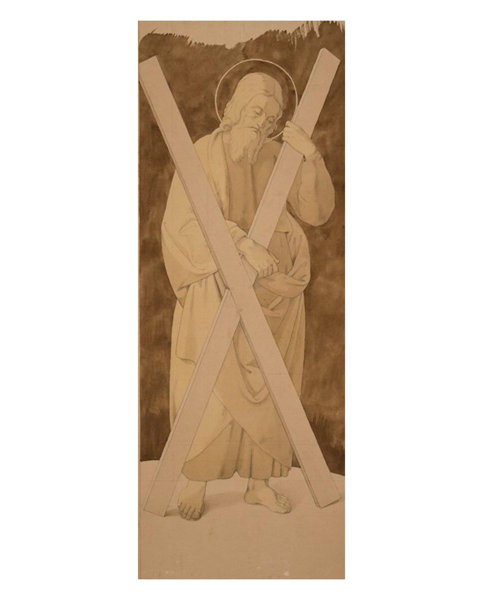 Today is the feast of St Andrew the Apostle. So it was only fitting to bring to light the Maltese artist, Giuseppe Calleja’s drawing of this saint with his typical attribute, the x-shaped cross.