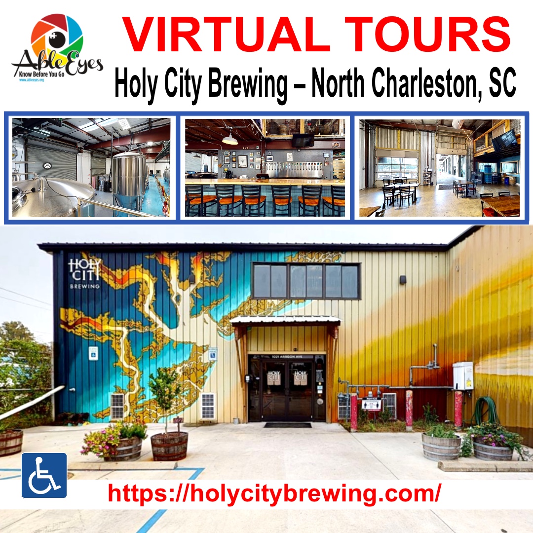 GoAbleVu's tweet photo. Holy City Brewing – North Charleston, SC., story is about four guys that dedicated…  @ableeyes.org/virtual-tours/holy-city-brewing-north-charleston-sc/ #AbleEyesAccessible #AbleEyes #Accessibility #AccessibilityForAll #KnowBeforeYouGo #VirtualTours #Autism #Anxiety #Disability https://t.co/mAVvBZ2E4c