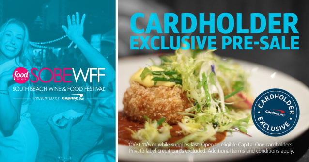 DeirdraRedmond's tweet photo. Craving something new? The South Beach Wine &amp; Food Festival is the food lovers’ event you don’t want to miss. 🌴😎 Grab your cardholder-exclusive, pre-sale tickets NOW! #SOBEWFF https://t.co/wk20gIIBYI https://t.co/6OW42keAGt