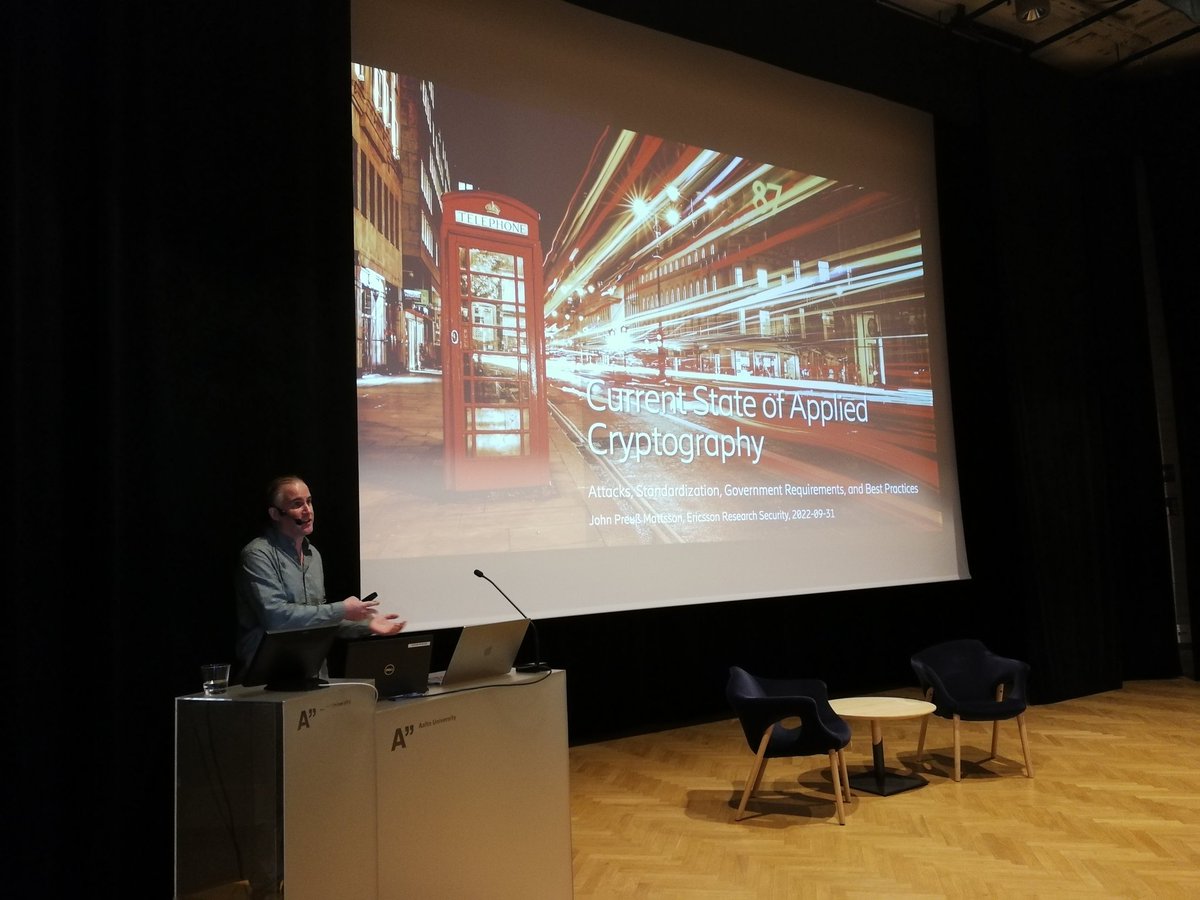 HAIC_fi's tweet photo. Great to see our security community gathering together to listen John Mattsson's HAIC Talk at Dipoli @AaltoUniversity @CSAalto https://t.co/gkmZQMNMSu