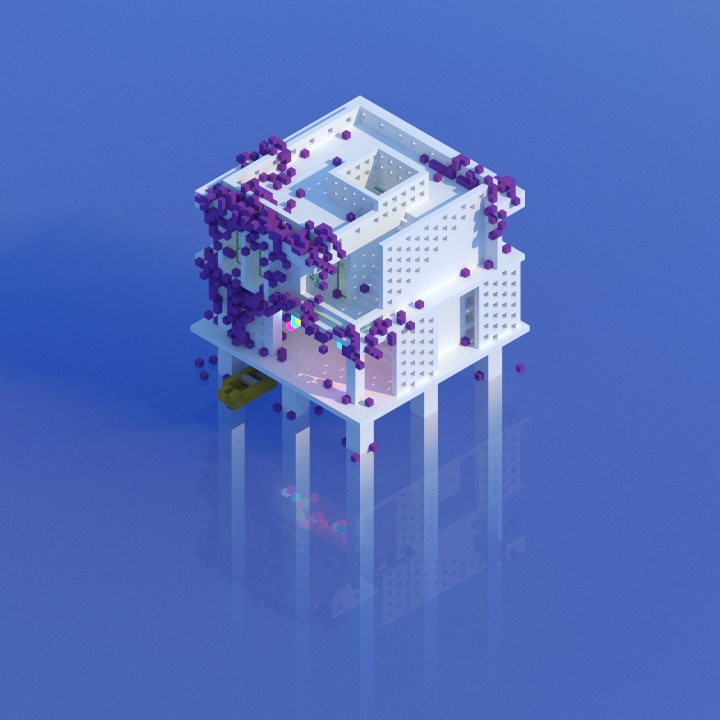 Island house Created and path traced in #Avoyd Voxel Editor Download this voxel model and more free (CC BY 4.0) from github.com/enkisoftware/v… #voxel #voxelart #isometric #rendering #3DCG