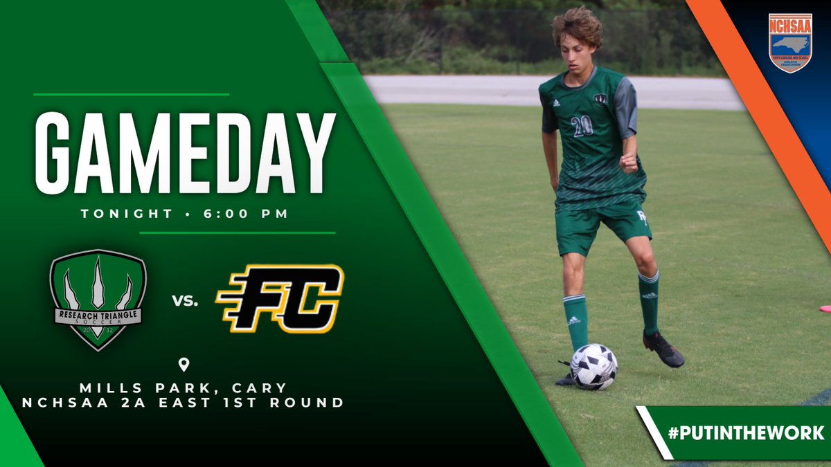 PLAYOFF GAMEDAY!
🏆 #NCHSAASOC 2A 1st Round

⚽️ #12 <a href="/RTHSSoccer/">RTHS Raptor Soccer</a> 
🆚 #21 Farmville Central
🕕 6:00 p.m.
📍 Mills Park
      (441 Mills Park Dr., Cary)
🎟️ via GoFan: gofan.co/app/events/757…

#PutInTheWork #GoRaptors